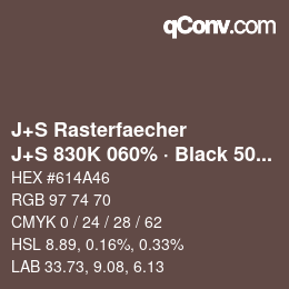 Color code: J+S Rasterfaecher - J+S 830K 060% · Black 50% | qconv.com