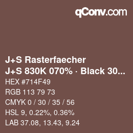 Farbcode: J+S Rasterfaecher - J+S 830K 070% · Black 30% | qconv.com