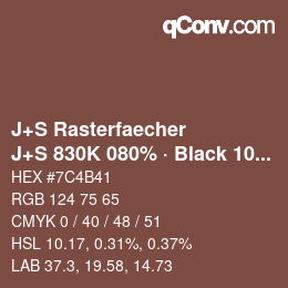 Farbcode: J+S Rasterfaecher - J+S 830K 080% · Black 10% | qconv.com