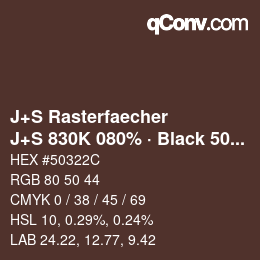 Code couleur: J+S Rasterfaecher - J+S 830K 080% · Black 50% | qconv.com
