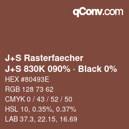 Farbcode: J+S Rasterfaecher - J+S 830K 090% · Black 0% | qconv.com
