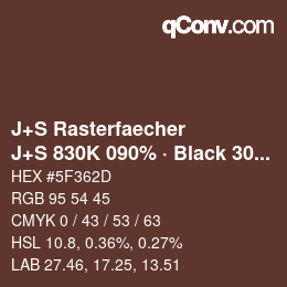カラーコード: J+S Rasterfaecher - J+S 830K 090% · Black 30% | qconv.com