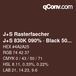 Farbcode: J+S Rasterfaecher - J+S 830K 090% · Black 50% | qconv.com