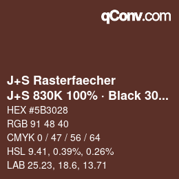 Code couleur: J+S Rasterfaecher - J+S 830K 100% · Black 30% | qconv.com