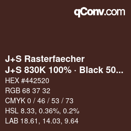 Code couleur: J+S Rasterfaecher - J+S 830K 100% · Black 50% | qconv.com