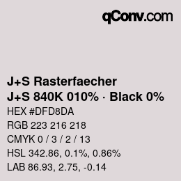 Farbcode: J+S Rasterfaecher - J+S 840K 010% · Black 0% | qconv.com