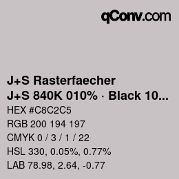 Color code: J+S Rasterfaecher - J+S 840K 010% · Black 10% | qconv.com