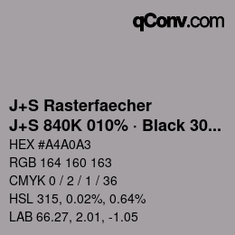 Code couleur: J+S Rasterfaecher - J+S 840K 010% · Black 30% | qconv.com