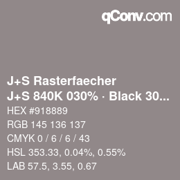 Farbcode: J+S Rasterfaecher - J+S 840K 030% · Black 30% | qconv.com