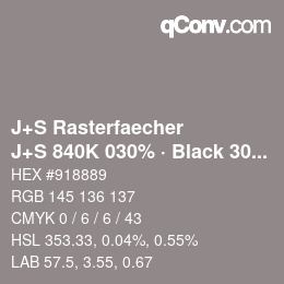 Color code: J+S Rasterfaecher - J+S 840K 030% · Black 30% | qconv.com