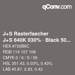 Farbcode: J+S Rasterfaecher - J+S 840K 030% · Black 50% | qconv.com