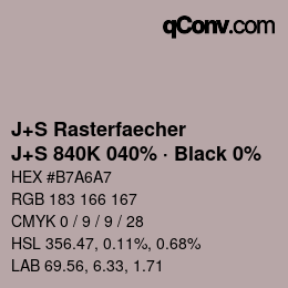 Code couleur: J+S Rasterfaecher - J+S 840K 040% · Black 0% | qconv.com