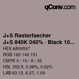 Farbcode: J+S Rasterfaecher - J+S 840K 040% · Black 10% | qconv.com