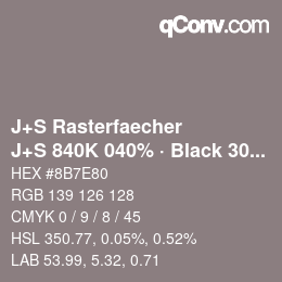 Code couleur: J+S Rasterfaecher - J+S 840K 040% · Black 30% | qconv.com