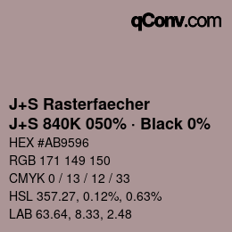 Farbcode: J+S Rasterfaecher - J+S 840K 050% · Black 0% | qconv.com