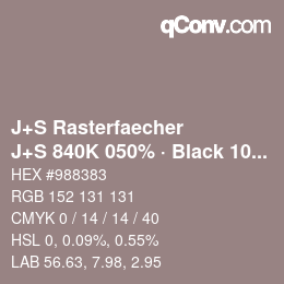 Code couleur: J+S Rasterfaecher - J+S 840K 050% · Black 10% | qconv.com