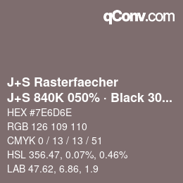 Farbcode: J+S Rasterfaecher - J+S 840K 050% · Black 30% | qconv.com