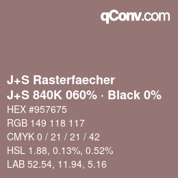 Farbcode: J+S Rasterfaecher - J+S 840K 060% · Black 0% | qconv.com