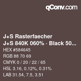 Code couleur: J+S Rasterfaecher - J+S 840K 060% · Black 50% | qconv.com