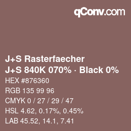 Farbcode: J+S Rasterfaecher - J+S 840K 070% · Black 0% | qconv.com