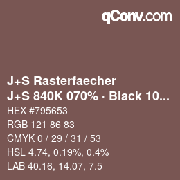 Farbcode: J+S Rasterfaecher - J+S 840K 070% · Black 10% | qconv.com