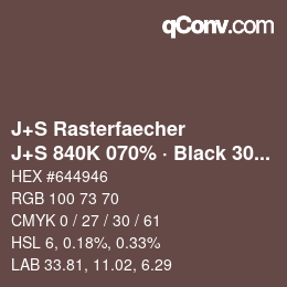 Farbcode: J+S Rasterfaecher - J+S 840K 070% · Black 30% | qconv.com
