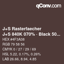 Farbcode: J+S Rasterfaecher - J+S 840K 070% · Black 50% | qconv.com