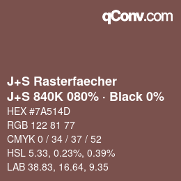 Farbcode: J+S Rasterfaecher - J+S 840K 080% · Black 0% | qconv.com