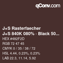 Farbcode: J+S Rasterfaecher - J+S 840K 080% · Black 50% | qconv.com