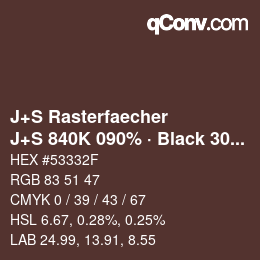 Farbcode: J+S Rasterfaecher - J+S 840K 090% · Black 30% | qconv.com