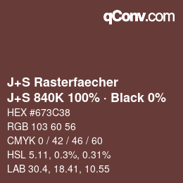Code couleur: J+S Rasterfaecher - J+S 840K 100% · Black 0% | qconv.com