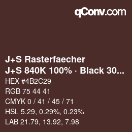 Code couleur: J+S Rasterfaecher - J+S 840K 100% · Black 30% | qconv.com