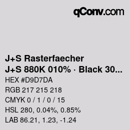 カラーコード: J+S Rasterfaecher - J+S 880K 010% · Black 30% | qconv.com