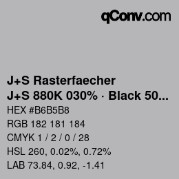 カラーコード: J+S Rasterfaecher - J+S 880K 030% · Black 50% | qconv.com