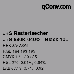 Farbcode: J+S Rasterfaecher - J+S 880K 040% · Black 10% | qconv.com
