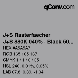 Farbcode: J+S Rasterfaecher - J+S 880K 040% · Black 50% | qconv.com