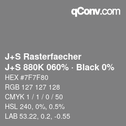 Farbcode: J+S Rasterfaecher - J+S 880K 060% · Black 0% | qconv.com