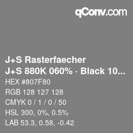 Farbcode: J+S Rasterfaecher - J+S 880K 060% · Black 10% | qconv.com