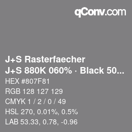 Code couleur: J+S Rasterfaecher - J+S 880K 060% · Black 50% | qconv.com