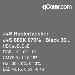 Farbcode: J+S Rasterfaecher - J+S 880K 070% · Black 30% | qconv.com