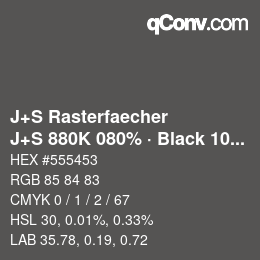 Farbcode: J+S Rasterfaecher - J+S 880K 080% · Black 10% | qconv.com