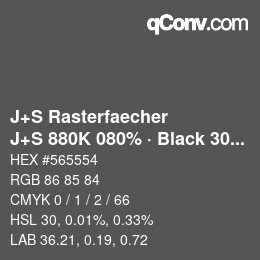 Farbcode: J+S Rasterfaecher - J+S 880K 080% · Black 30% | qconv.com