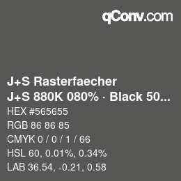 Farbcode: J+S Rasterfaecher - J+S 880K 080% · Black 50% | qconv.com