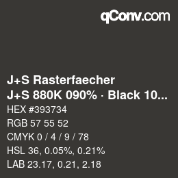 Farbcode: J+S Rasterfaecher - J+S 880K 090% · Black 10% | qconv.com