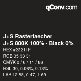 Código de color: J+S Rasterfaecher - J+S 880K 100% · Black 0% | qconv.com