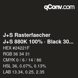 Farbcode: J+S Rasterfaecher - J+S 880K 100% · Black 30% | qconv.com