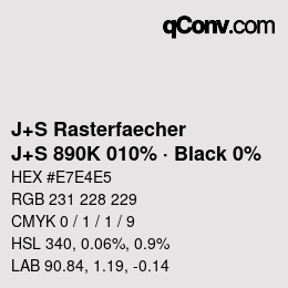 Farbcode: J+S Rasterfaecher - J+S 890K 010% · Black 0% | qconv.com