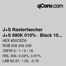 Code couleur: J+S Rasterfaecher - J+S 890K 010% · Black 10% | qconv.com