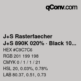 Farbcode: J+S Rasterfaecher - J+S 890K 020% · Black 10% | qconv.com