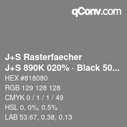 Farbcode: J+S Rasterfaecher - J+S 890K 020% · Black 50% | qconv.com